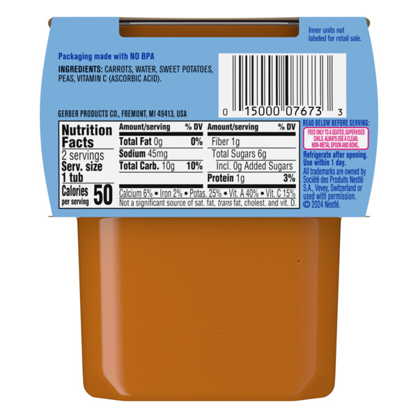 Gerber Stage 2 Baby Food Carrot Sweet Potato Pea Puree Tubs Baby Puree - Image 9