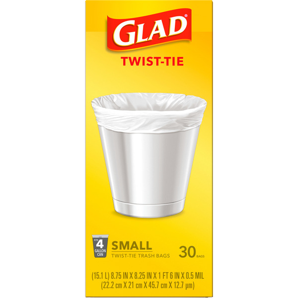 Glad Small Trash Bags, 4 Gallon, White, Twist-Tie - Image 4