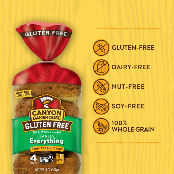 Canyon Bakehouse Everything Bagels, Gluten Free Bagels, 100% Whole Grain, Frozen, 4 Count - Image 3