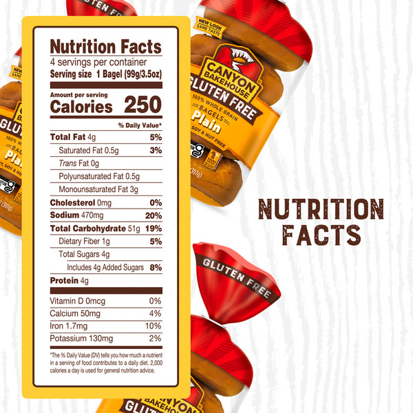 Canyon Bakehouse Plain Bagels, Gluten Free Bagels, 100% Whole Grain, Frozen, 4 Count - Image 8