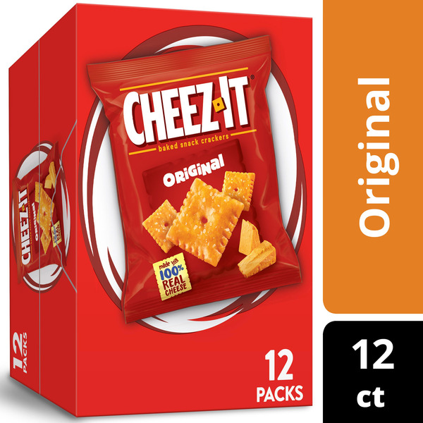 Cheez-It Original Cheese Crackers, Baked Snack Crackers, Grab n' Go, 12 Count