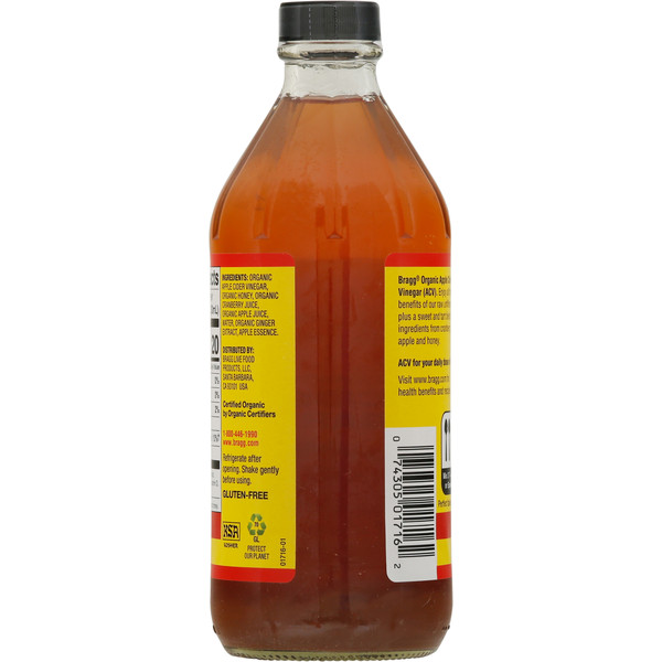 Bragg Apple Cider Vinegar, Organic, Raw-Unfiltered, Cranberry Apple - Image 2