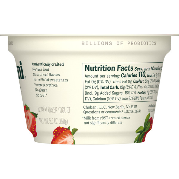 Chobani Yogurt, Greek, Non-Fat, Strawberry on the Bottom - Image 4