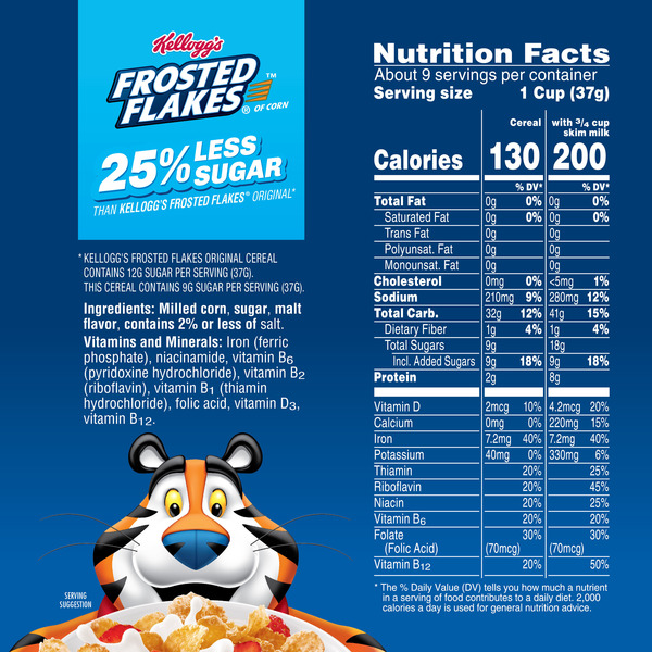 Frosted Flakes 25% Less Sugar Breakfast Cereal, Box (1 Box) - Image 6