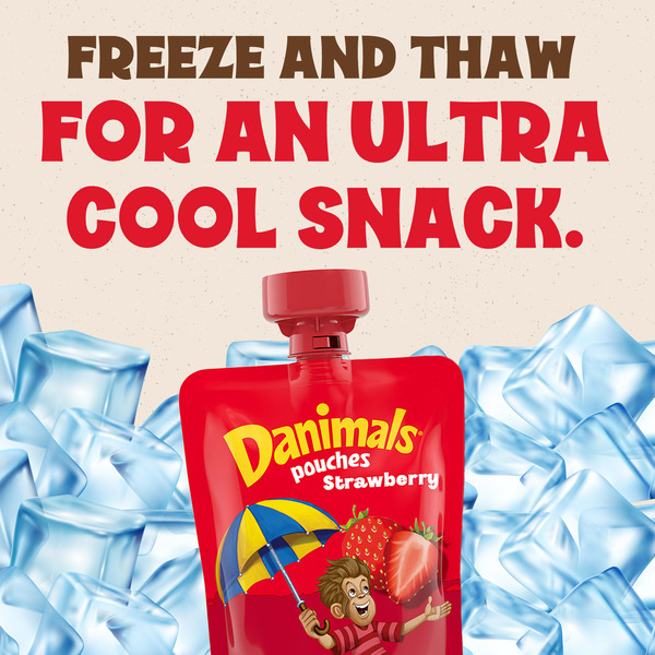 Danimals Pouches Strawberry Squeezable Yogurt, Creamy and Delicious Low Fat Yogurt Snacks for Kids, 4 Ct, 3.5 oz Yogurt Pouches - Image 6
