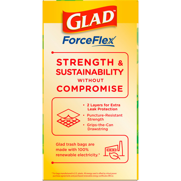 Glad ForceFlex Kitchen Drawstring Trash Bags, Gain Original with Febreze, 13 gallon - Image 6