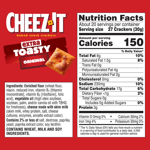 Cheez-It Extra Toasty Cheese Crackers, Baked Snack Crackers, Family Size, 21 oz - Image 7
