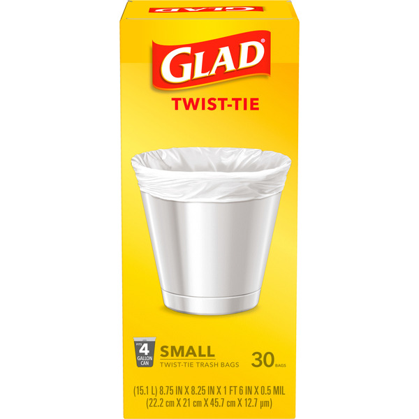 Glad Small Trash Bags, 4 Gallon, White, Twist-Tie - Image 2