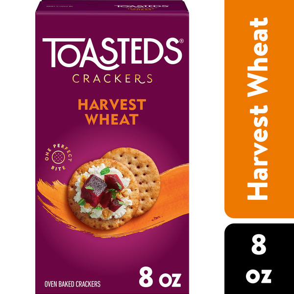 Toasteds Harvest Wheat Crackers, Party Snacks, 8 oz