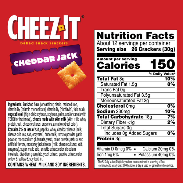 Cheez-It Cheddar Jack Cheese Crackers, Baked Snack Crackers, 12.4 oz - Image 8