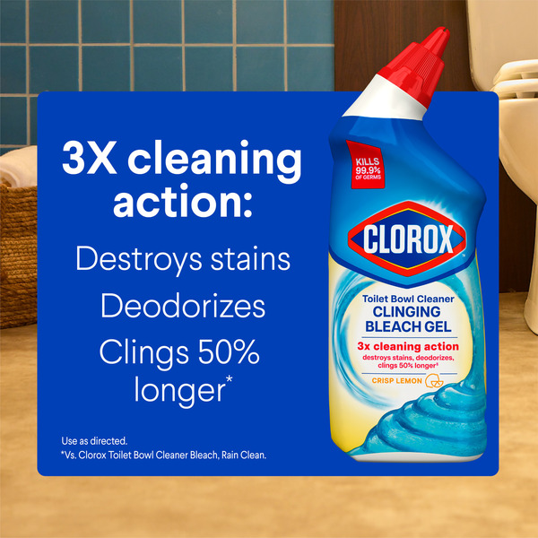Clorox Toilet Bowl Cleaner, Clinging Bleach Gel, Crisp Lemon - Image 4