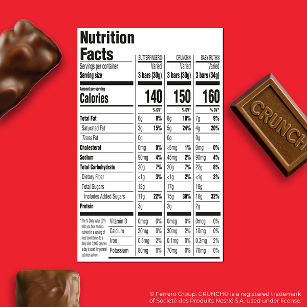 Assorted Butterfinger, Crunch, and Baby Ruth Mini Chocolates, 26 count Share Pack, 9.4 oz - Image 6
