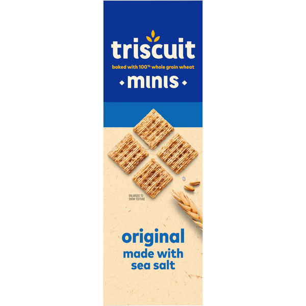TRISCUIT Minis Original Whole Grain Wheat Crackers, Vegan Snacks, Snack Crackers 8 oz - Image 2