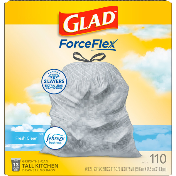 Glad ForceFlex Tall Kitchen Trash Bags, 13 Gallon, Fresh Clean Scent with Febreze - Image 4