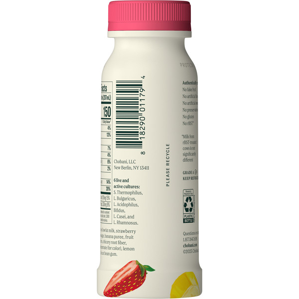 Chobani Yogurt Drink, Greek, Lowfat, Strawberry Banana - Image 2