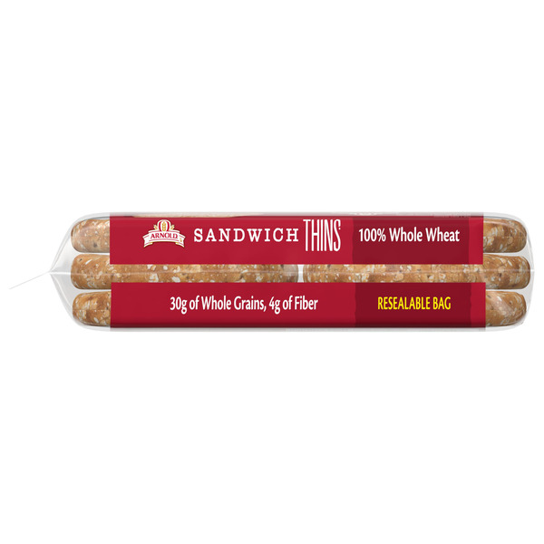 Arnold Sandwich Thins, 6 count, Whole Wheat Pre-sliced Rolls - Image 5