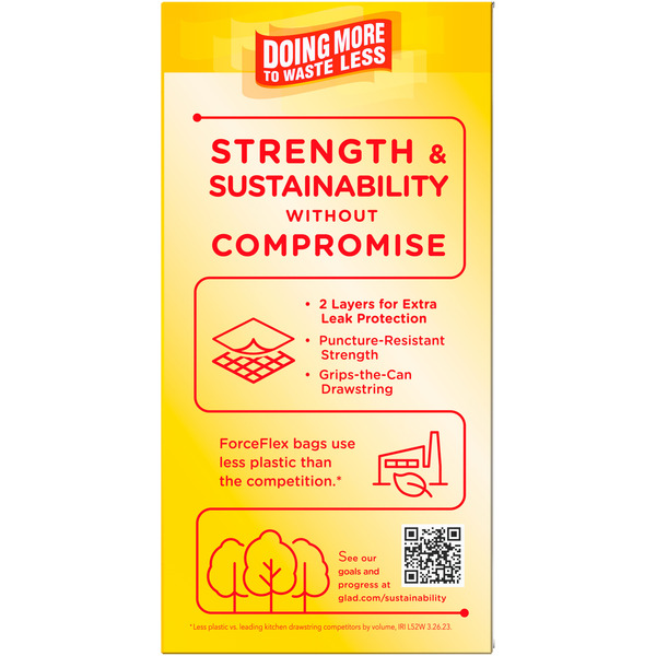 Glad ForceFlex Tall Kitchen Drawstring Trash Bags, 13 Gal, Gain Original with Febreze - Image 4