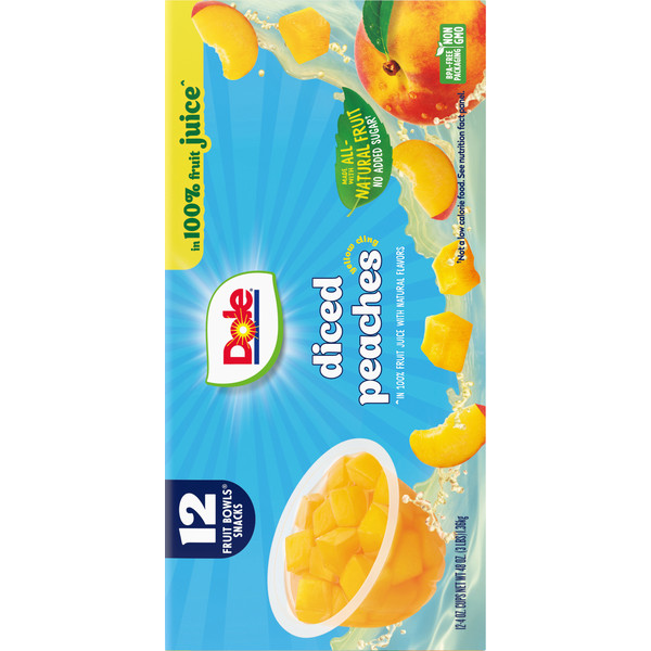 Dole Fruit Bowls Snack, in 100% Fruit Juice, Diced Peaches - Image 8