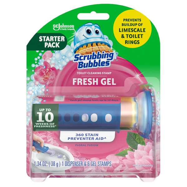 Scrubbing Bubbles® Fresh Gel Toilet Cleaning Stamp Dispenser, Floral Fusion