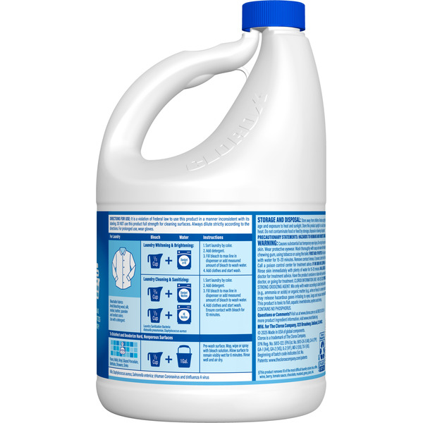 Clorox Splash-Less Bleach, Disinfecting, Kills 99.9% of Bacteria & Viruses, Regular - Image 5