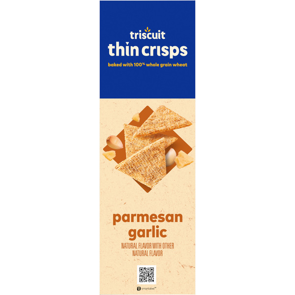 TRISCUIT Thin Crisps Parmesan Garlic Whole Grain Wheat Crackers, Lunch Snacks 7 oz - Image 2