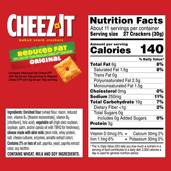 Cheez-It Reduced Fat Original Baked Snack Cheese Crackers, Made with 100% Real Cheese, 11.5 oz - Image 8