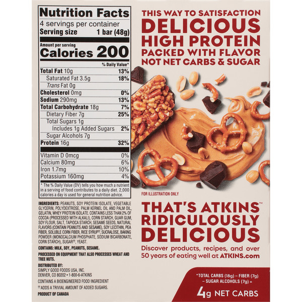 Atkins Chocolate Peanut Butter Pretzel High Protein Bar - Image 4