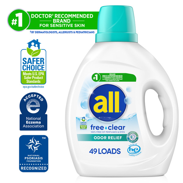 allĀ® all Liquid Laundry Detergent, Free Clear, Odor Relief, 73 Fluid Ounces, 49 Loads - Image 3