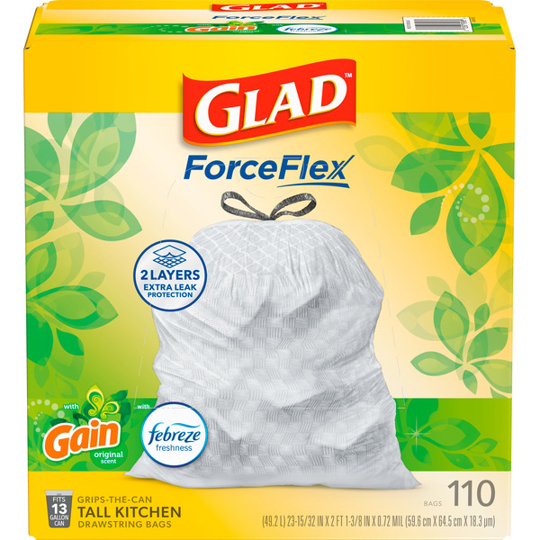 Glad Odor Shield Tall Kitchen Drawstring Trash Bags With Gain Original Scent Mega Pack - Image 2