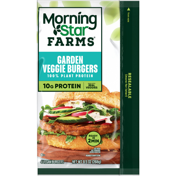 Morning Star Farms Garden Veggie Plant Based Veggie Burgers, Vegan Meat, 4 Count - Image 6