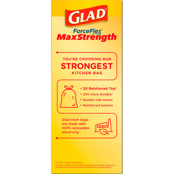 Glad ForceFlex MaxStrength Tall Kitchen Drawstring Trash Bags, 13 Gallon, Fresh Clean - Image 4