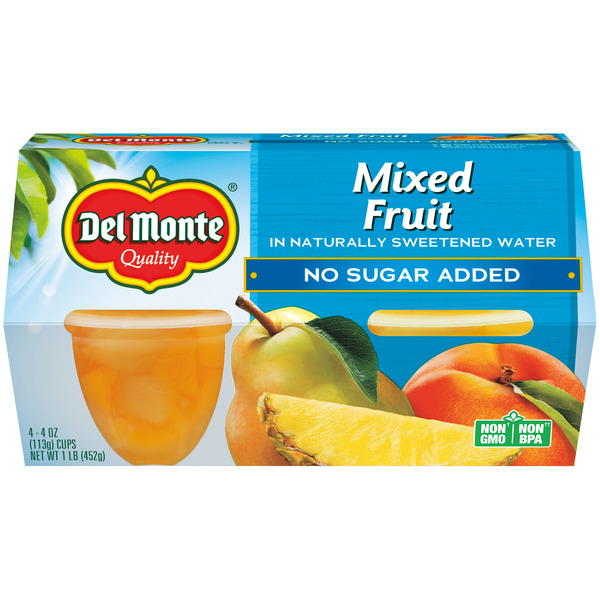 Del Monte No Sugar Added Mixed Fruit Plastic Fruit Cup Snacks