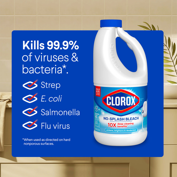 Clorox Splash-Less Bleach, Disinfecting, Kills 99.9% of Bacteria and Viruses, Regular - Image 8