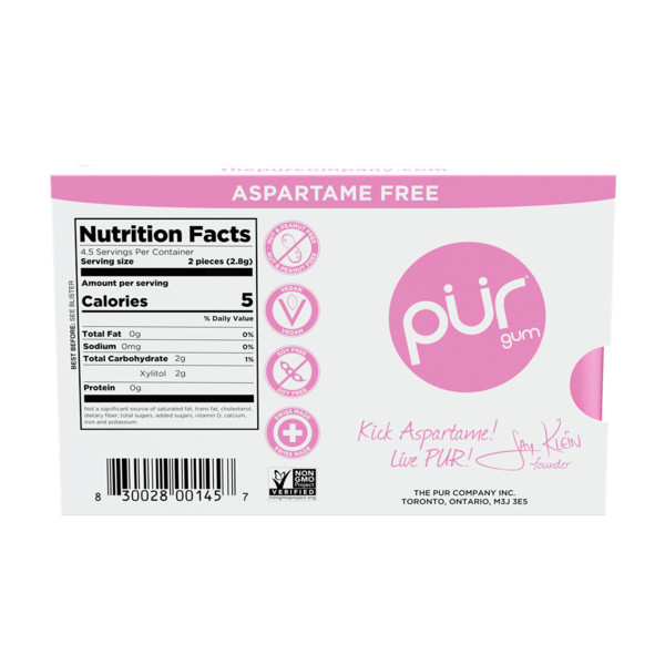PÜR Bubblegum, Aspartame Free, 100% Xylitol Natural Flavored Gum - Image 2