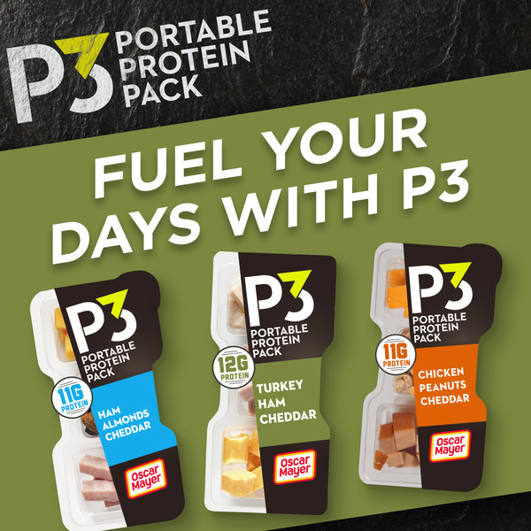 P3 Portable Protein Snack Pack Lunch with Turkey, Ham & Cheddar Cheese - Image 3