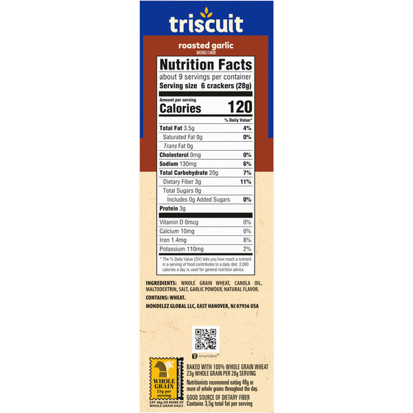 TRISCUIT Roasted Garlic Whole Grain Wheat Crackers - Image 3