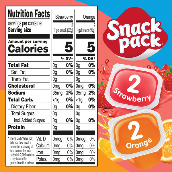 Snack Pack Zero Sugar Strawberry and Orange Juicy Gels
