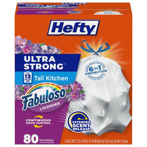 Hefty 13 Gallon Fabuloso Lavender Tall Kitchen Drawstring Bags