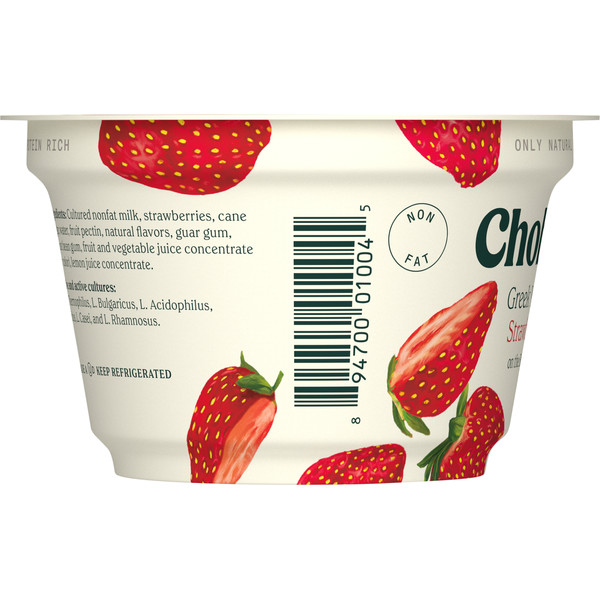 Chobani Yogurt, Greek, Non-Fat, Strawberry on the Bottom - Image 3