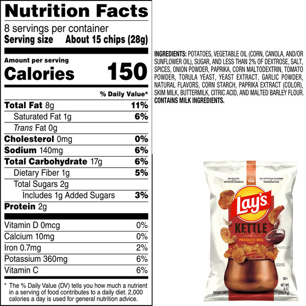 Lay's Kettle Cooked Potato Chips, Mesquite BBQ Flavored - Image 6