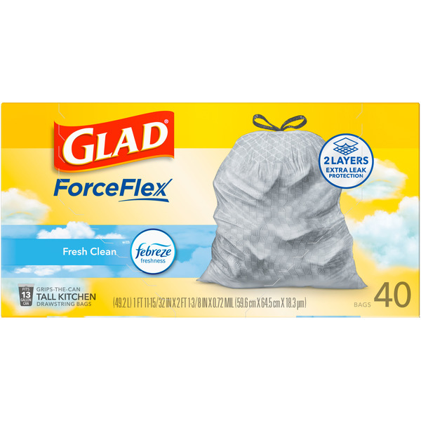 Glad ForceFlex Tall Kitchen Trash Bags, 13 Gal, Fresh Clean Scent with Febreze - Image 6
