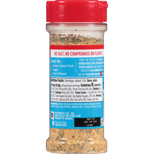 McCormick Salt Free Garlic and Herb Seasoning - Image 8
