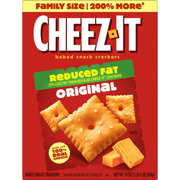 Cheez-It Reduced Fat Original Cheese Crackers, Baked Snack Crackers, Family Size, 19 oz - Image 9