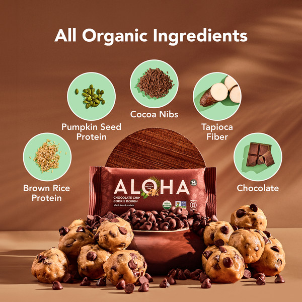 Aloha Protein Bars, Organic, Chocolate Chip Cookie Dough - Image 2