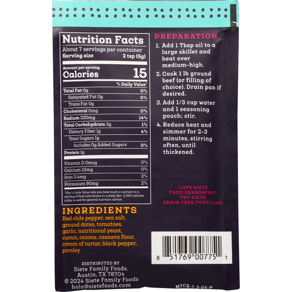 Siete Mild Taco Seasoning - Image 4