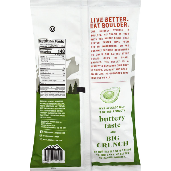 Boulder Canyon Potato Chips, Kettle Style, Malt Vinegar & Sea Salt Flavored, Avocado Oil - Image 4
