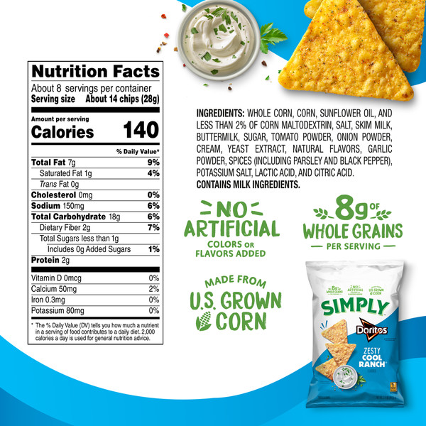 Simply Doritos Tortilla Chips Zesty Cool Ranch Flavored - Image 3