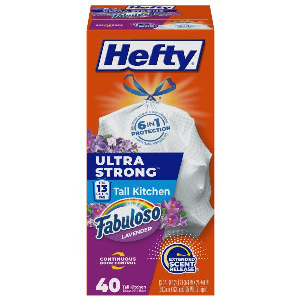 Hefty 13 Gallon Fabuloso Lavender Tall Kitchen Drawstring Bags