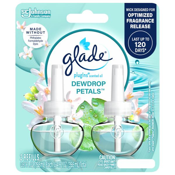 Glade PlugIns Scented Oil Refills, Dew Drop Petals, Essential Oil Infused Wall Plug In