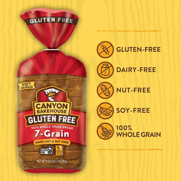 Canyon Bakehouse 7-Grain Sandwich Bread, Gluten Free Bread, 100% Whole Grain, Frozen, - Image 5